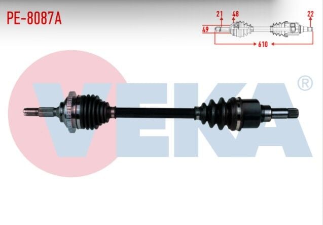 Peugeot 206+ 1.4 HDI Absli 48 Dış Uzunluk 610 mm 2009- Komple Aks Sol Ön