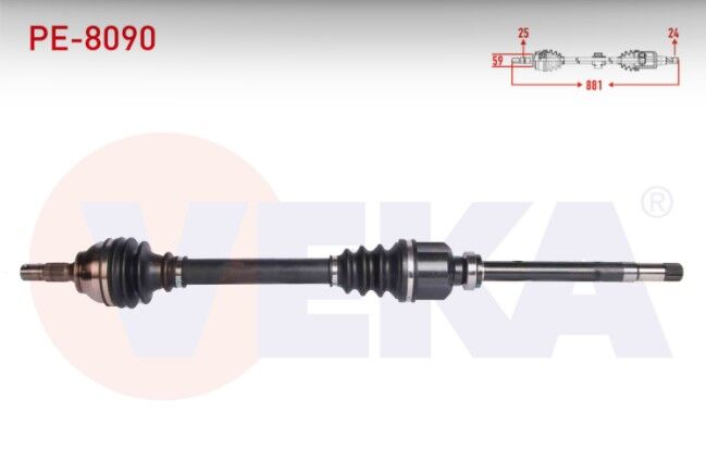 Peugeot 208 1.6 HDI Uzunluk 881 mm 2012- Komple Aks Sağ Ön