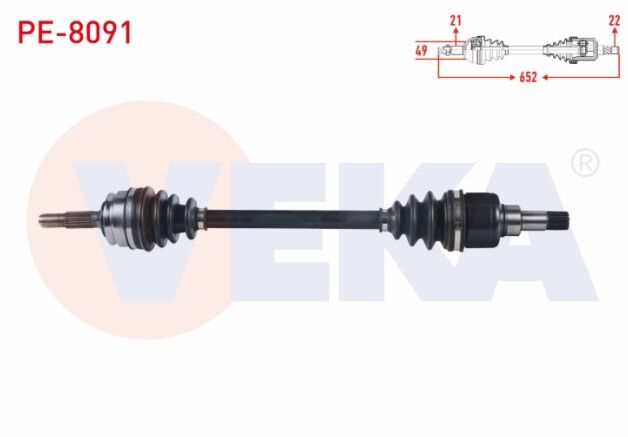 Peugeot 208 1.2 Uzunluk 652 mm 2012- Komple Aks Sol Ön